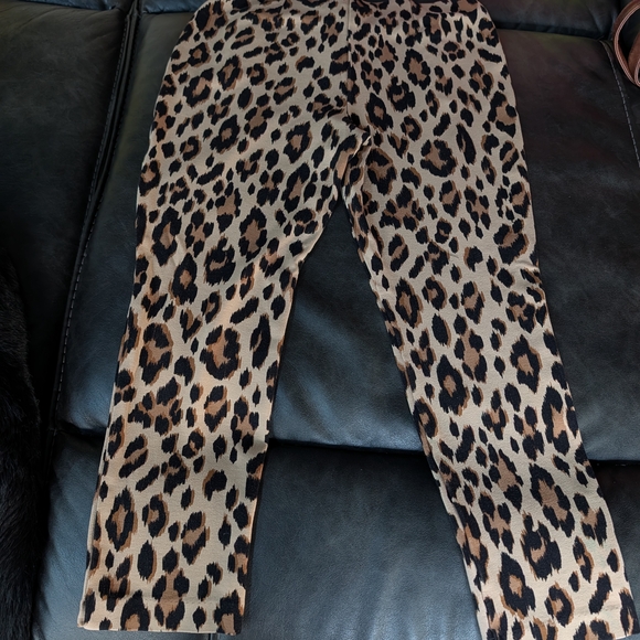 Chico's Leopard-Pattern Ankle Pants in Tan and Black - Picture 2 of 7